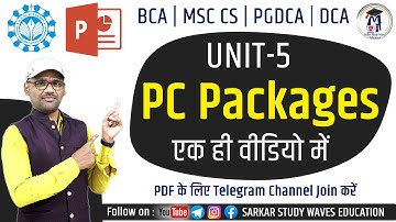 PC Packages Tutorial - Unit-5 | MS PowerPoint Tutorial | MS Outlook Tutorial in Hindi #PGDCA #dca