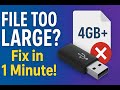 File Too Large for USB? Fix in 1 Minute!