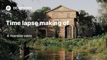 Time lapse making of a cinematic riverside cabin | Blender - D5 Render