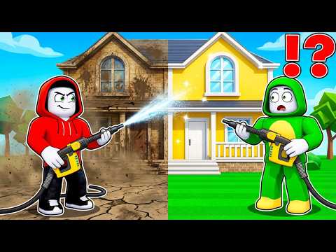 JJ AND MIKEY CLEANING HOUSE IN POWER WASH SIMULATOR ROBLOX