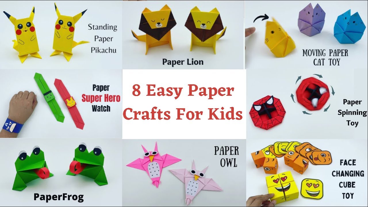 8 EASY PAPER CRAFT IDEAS FOR KIDS / PAPER CRAFTS / MOVING PAPER