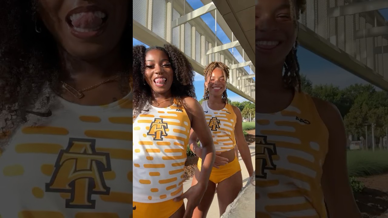 Женская легкоатлетическая команда Университета Северной Каролины A&T 💛💙🥇