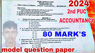 📘 2nd PUC Accountancy Question Paper 2024–25 | Karnataka Board | Important Questions & Answers