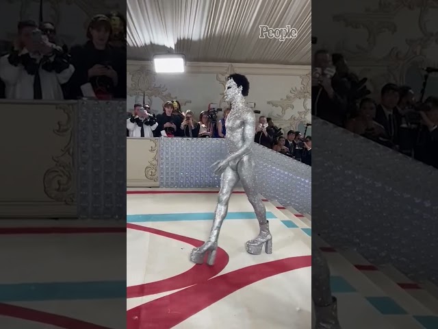 Lil Nas X Turns Heads in All Silver at the 2023 Met Gala #Shorts class=