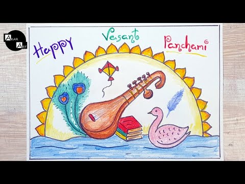 Vasant Panchami Drawing easy | How to draw Basant Panchami easy ...