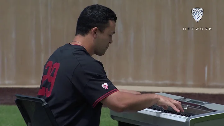 Stanford first baseman Brandon Wullf performs pian...