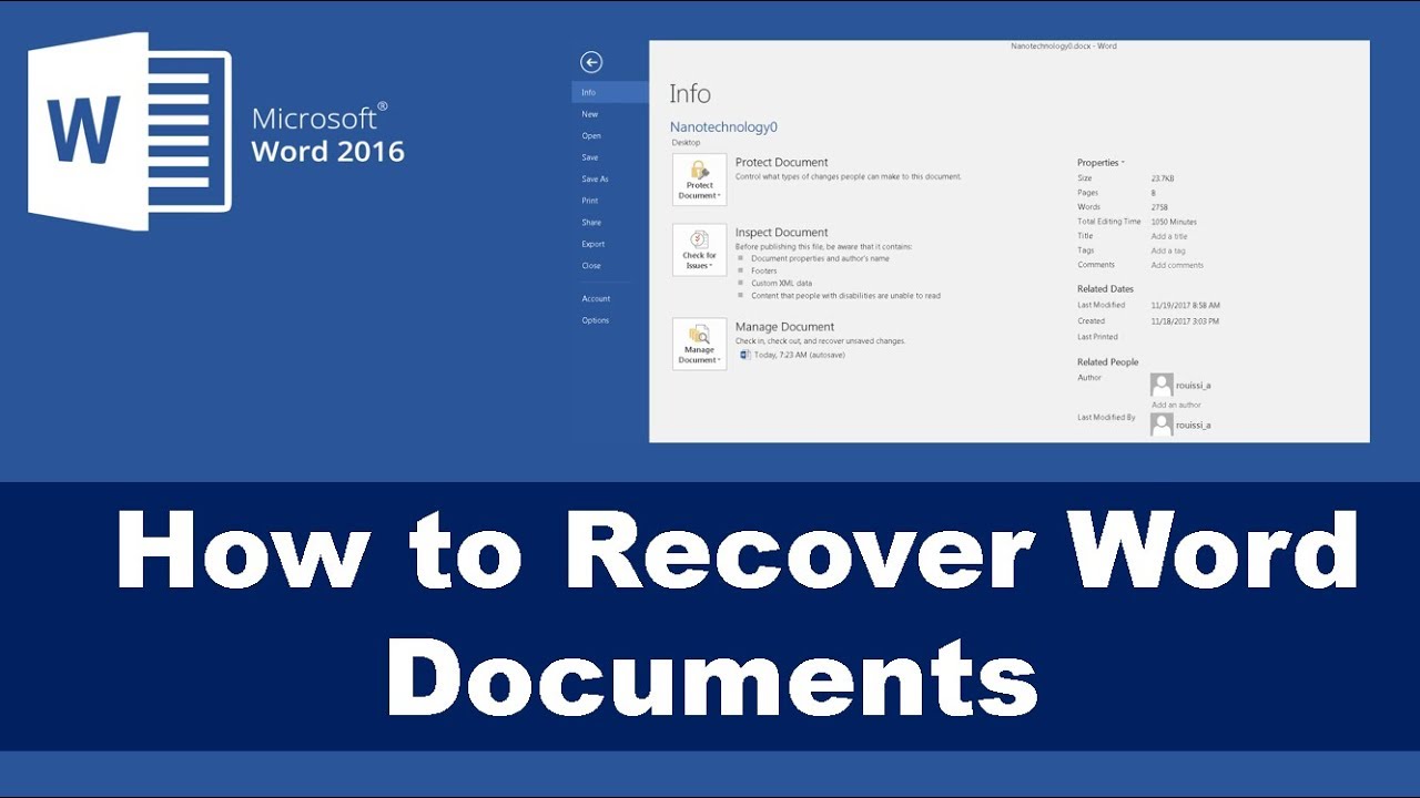 How To Recover Unsaved Document Word 2016 YouTube