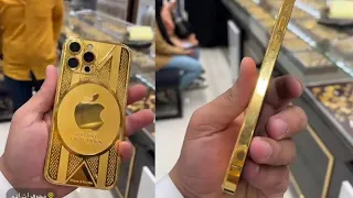 ايفون 13 برو ماكس ذهب 24K طلاء السعر 2800  ايفون 13 برو ماكس ذهب 24K طلاء السعر 2800