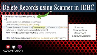 jdbc mysql delete record using scanner class jdbc mysql delete example jdbc in java