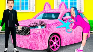 FIZEMOS UM CARRO TODO ROSA e ANDAMOS NA RUA