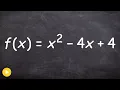Find the x and y intercepts of a quadratic