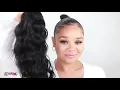 Quick Easy drawstring Wavy Ponytail Transformation