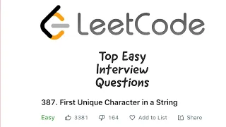 Leetcode - First Unique Character In A String Common Amazon Interview Question