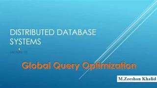 Global Query Optimization in DDBS Query Processing Step 3 DDBS Lecture 10 M Zeeshan Khalid