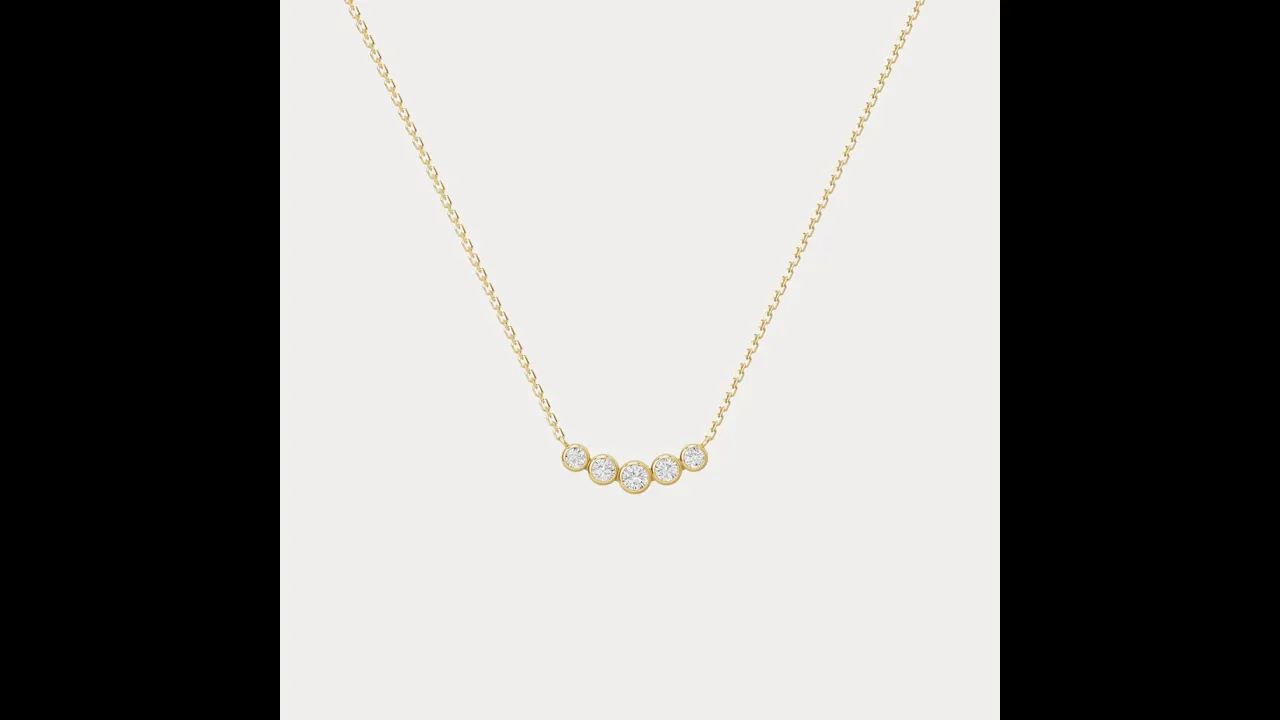Five-Stone Bezel-Set Lab-Grown Diamond Bar Necklace in 14K Gold/Platinum
