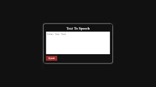 Text to Speech App with HTML CSS JavaScript SpeechSynthesis API Tutorial