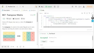 Solving LeetCode Problem 867 Transpose Matrix using Java