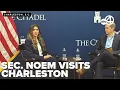 Homeland Security Sec Kristi Noem addresses The Citadel students on job opportunities