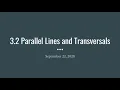 3 2 Parallel Lines and Transversals