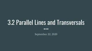 3 2 Parallel Lines and Transversals