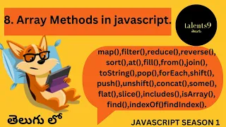 Array Methods in javascript telugu array methods in Js for javascript learners js full course