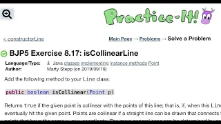 Java Practice It Exercise 8 17 isCollinearLine classes constructors implementing