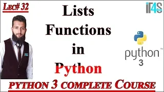 Python Tutorial in Urdu Hindi Lists Predefined Functions in Python All Lists Functions