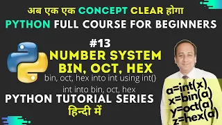 Python Tutorial Series Python Full Course For Beginners Number System Conversion bin oct hex