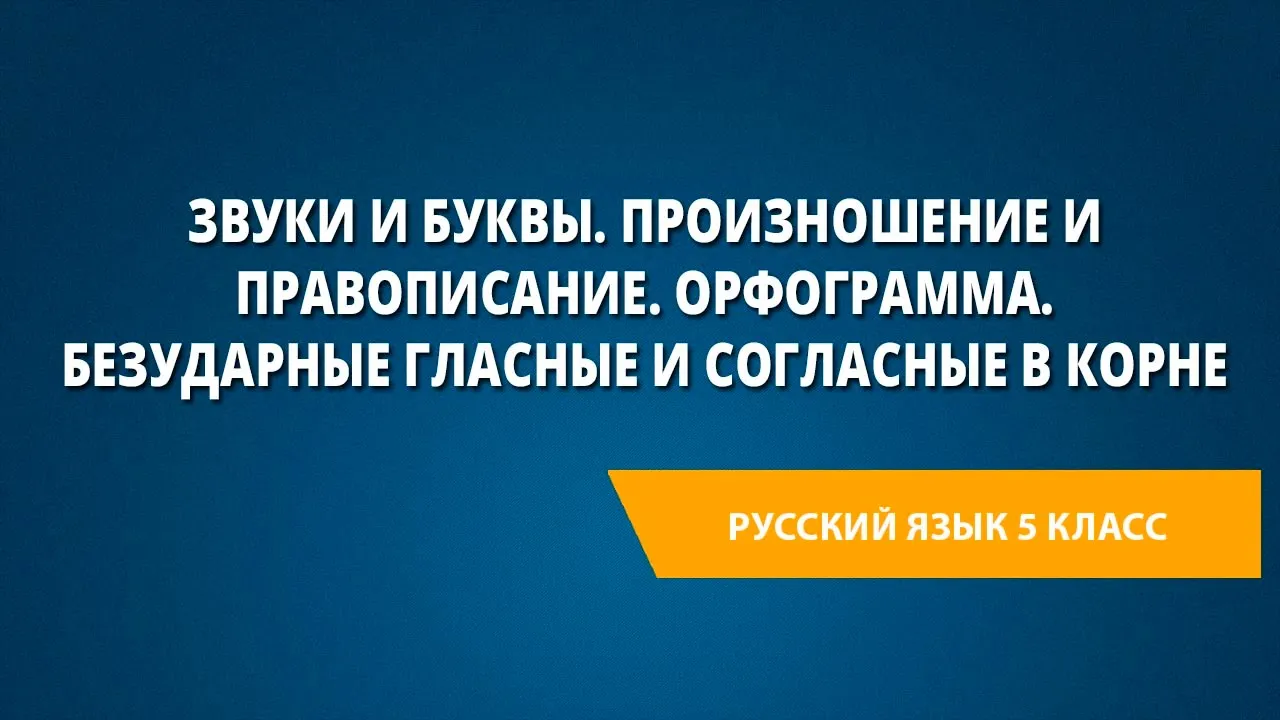Звуки и буквы. Произношение и правописание. Орфограмма. Безударные гласные и согласные в корне