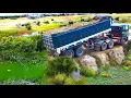 First Start Amazing PROJECT!! Filling Deep Land In Flooded Area Use SHANTUI C3 Dozer \u0026 25Ton Truck.