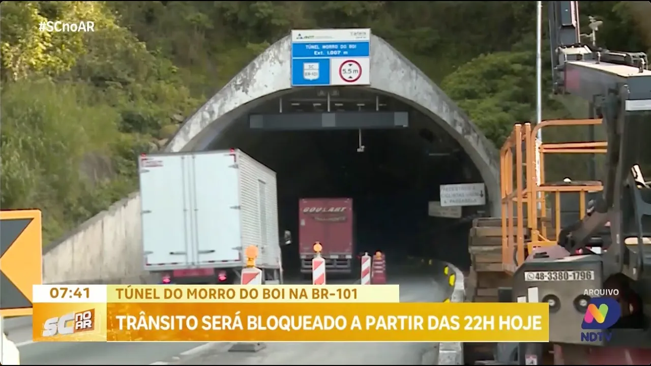 Túnel do morro do Boi na BR-101: trânsito será bloqueado a partir das 22h desta terça-feira