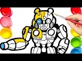 Learn Colors with Transformers Bumblebee Drawing Coloring Pages for kids Bonbon Toy Art