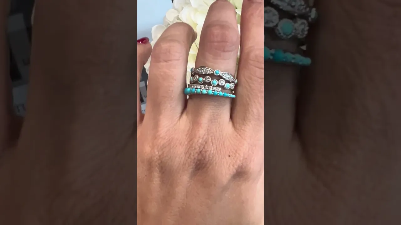 14K Gold Diamond and Turquoise Bead & Eye Ring
