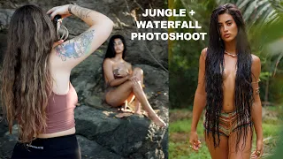 natural light waterfall jungle photoshoot in costa rica behind the scenes