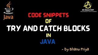 Code Snippets of try and catch blocks in java lec 72 Java Tutorials BhanuPriya