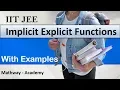 Implicit Explicit Functions IIT JEE Function IIT JEE In Hindi CBSE MATH