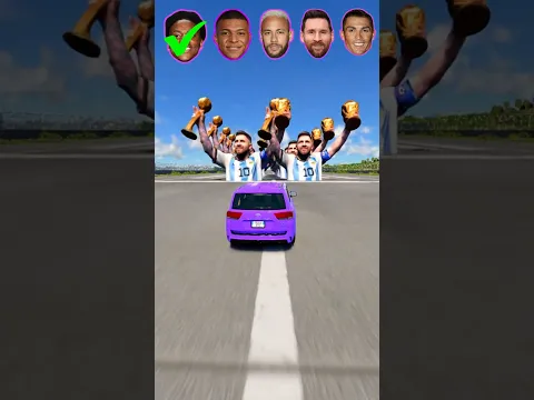 🔥 CR7 vs IShowSpeed vs Neymar vs Messi vs Mbappé — HEAD BATTLE | GIANT MESSI STATUE 🗿 #beamngdrive
