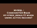 MySQL Codeigniter query - free