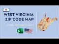 West Virginia Zip Code Map in Excel - Zip Codes List and Population Map