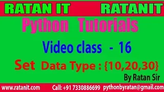 Python Tutorial Class - 16 Set Data Type By Ratan sir