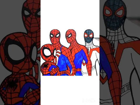 HOW TO DRAW and Coloring four Spider-man's #spiderman #drawing #art #howtodraw #shorts