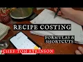 Recipe Costing - Formulas Shortcuts
