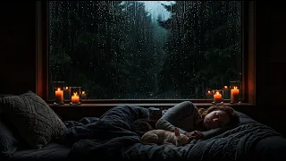Fall Asleep Fast to Rain（ No Ads)& Thunder in a Cozy Cabin 🌙 Natural White Noise (8 H）