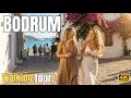 Bodrum Walking Tour 4K - Stunning Aegean Views \u0026 White Houses by the Sea