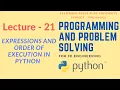 Lecture - 21 SPPU s Programming and Problem Solving Expression and Order of Execution in Python