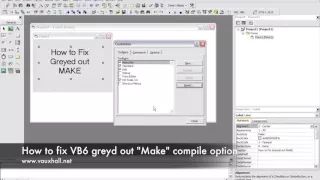 How to fix greyed out Make compile option in Visual Basic 6 VB6