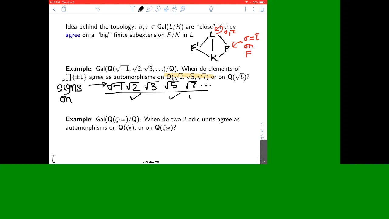 CTNT 2020 - Infinite Galois Theory (by Keith Conrad) - Lecture 2