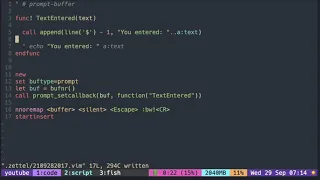 Vimscript Tutorial Prompt Buffer append text below the prompt