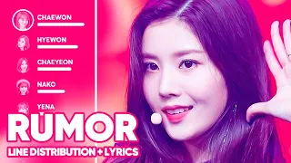 iz one rumor ot12 line distribution lyrics color coded patreon requested