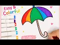 Easy Rainbow Umbrella Coloring Learn Colors for Kids Satisfying Drawing